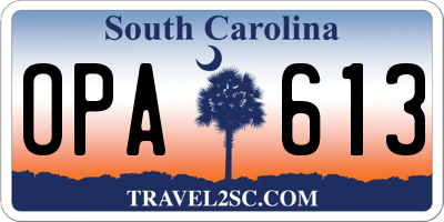 SC license plate OPA613