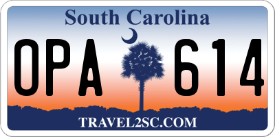 SC license plate OPA614