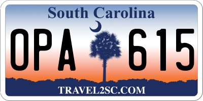 SC license plate OPA615