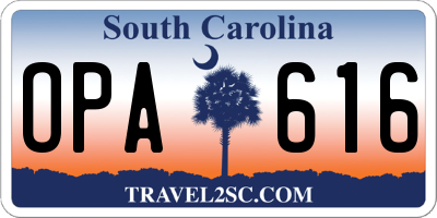 SC license plate OPA616
