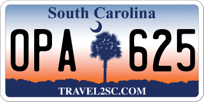 SC license plate OPA625