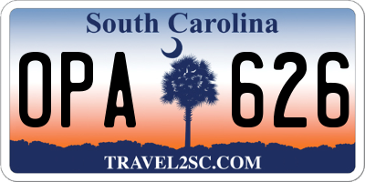 SC license plate OPA626