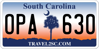 SC license plate OPA630