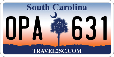 SC license plate OPA631
