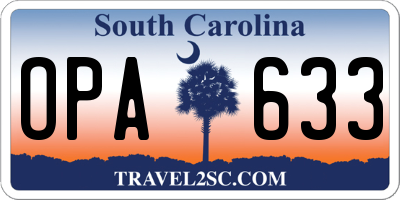 SC license plate OPA633