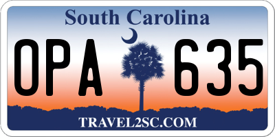 SC license plate OPA635