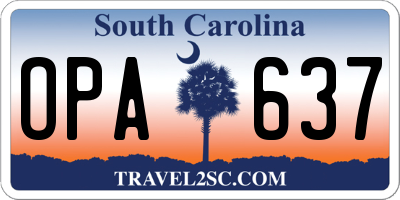 SC license plate OPA637