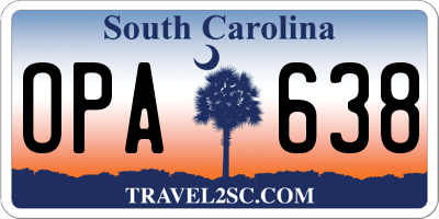 SC license plate OPA638