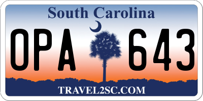 SC license plate OPA643