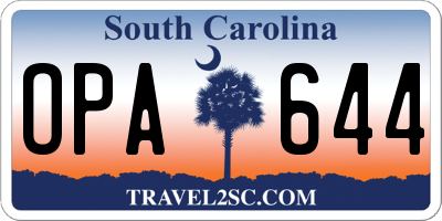 SC license plate OPA644