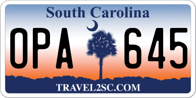 SC license plate OPA645