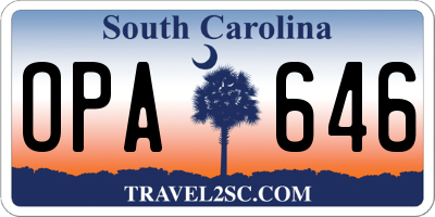 SC license plate OPA646