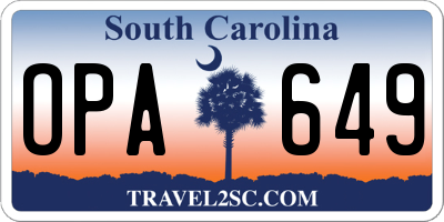 SC license plate OPA649