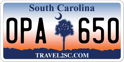 SC license plate OPA650