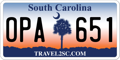 SC license plate OPA651