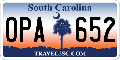 SC license plate OPA652