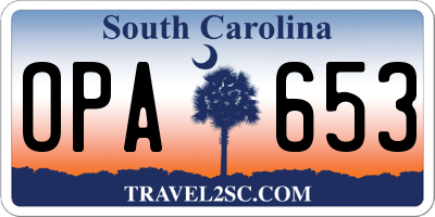 SC license plate OPA653