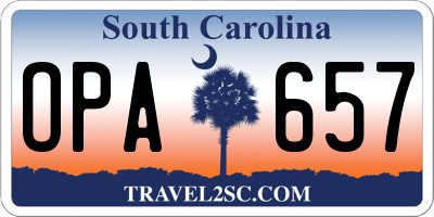 SC license plate OPA657