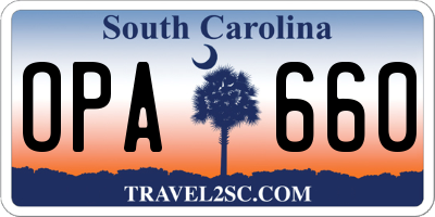 SC license plate OPA660