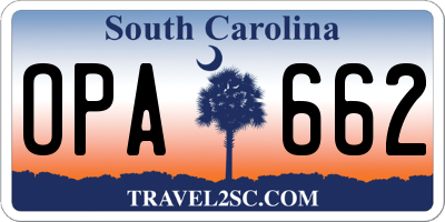 SC license plate OPA662