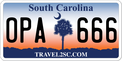 SC license plate OPA666