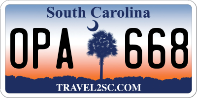 SC license plate OPA668