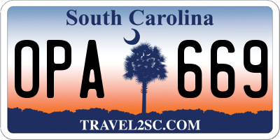 SC license plate OPA669