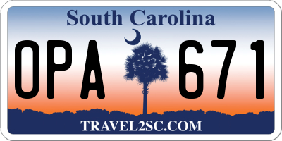 SC license plate OPA671