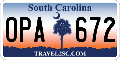 SC license plate OPA672