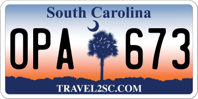 SC license plate OPA673