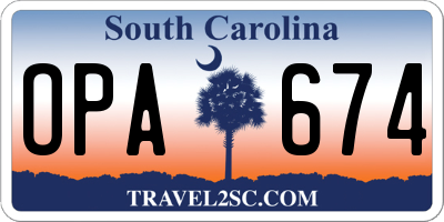 SC license plate OPA674