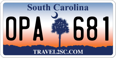 SC license plate OPA681