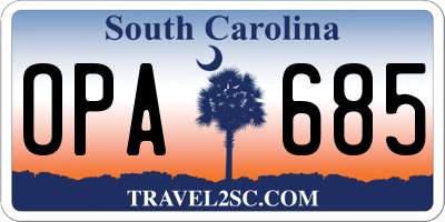 SC license plate OPA685