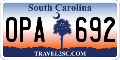 SC license plate OPA692