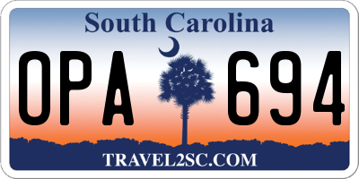 SC license plate OPA694