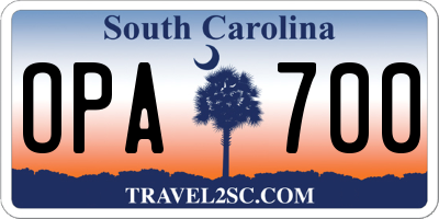 SC license plate OPA700