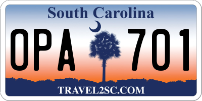 SC license plate OPA701