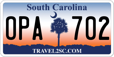 SC license plate OPA702