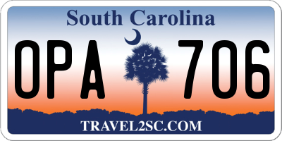 SC license plate OPA706