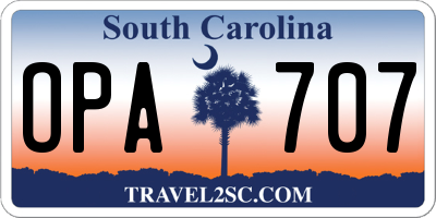 SC license plate OPA707