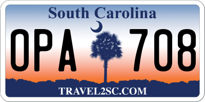 SC license plate OPA708