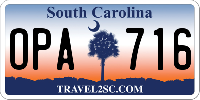 SC license plate OPA716
