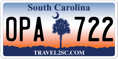 SC license plate OPA722