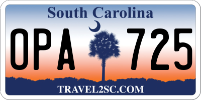 SC license plate OPA725