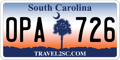 SC license plate OPA726