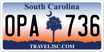 SC license plate OPA736
