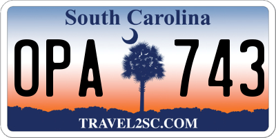SC license plate OPA743