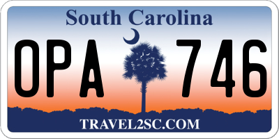 SC license plate OPA746