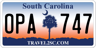 SC license plate OPA747