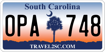 SC license plate OPA748